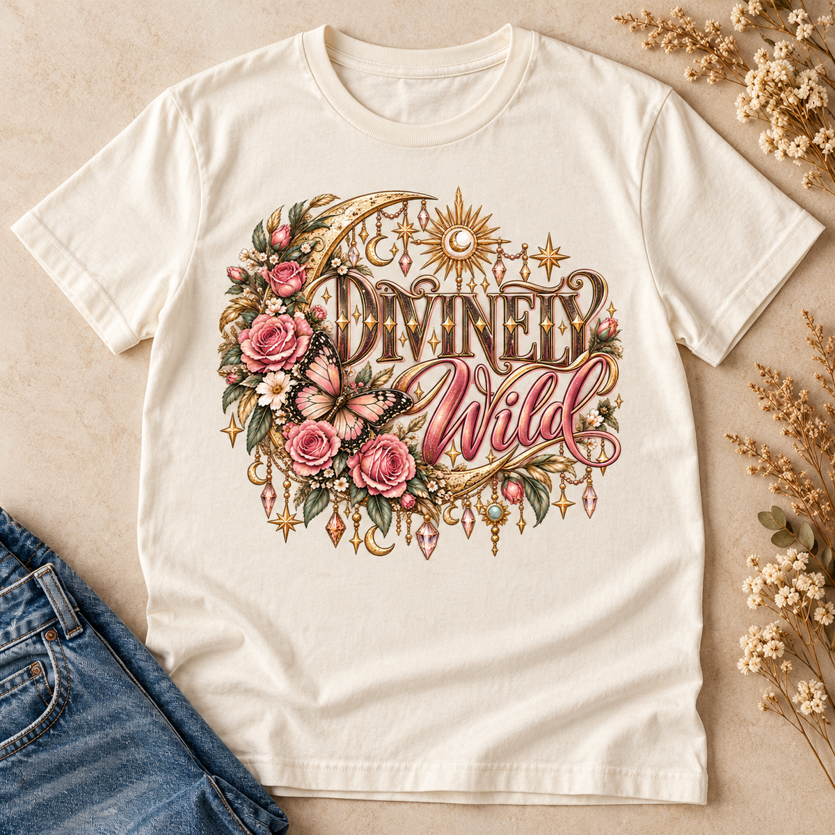 Divinely Wild Floral Boho T-Shirt